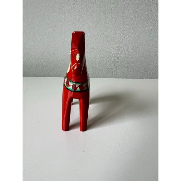 Vintage 1950s Swedish 4" Handcrafted Hand Carved Wood Flower Dala Horse Figurine - Picture 5 of 7